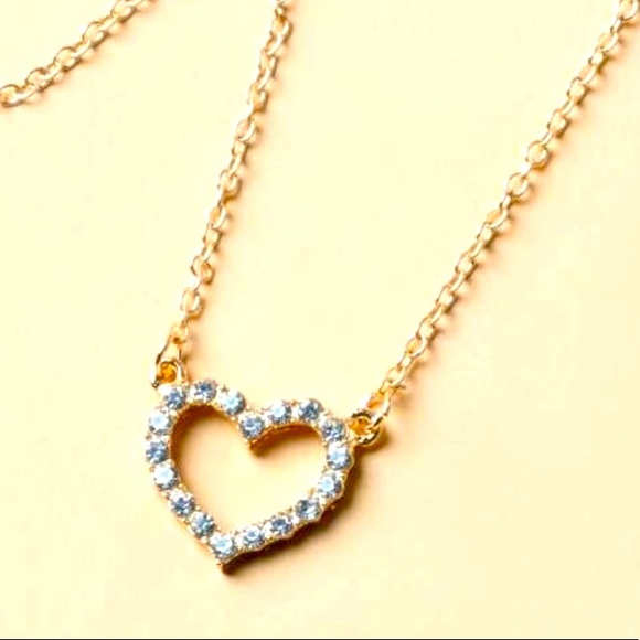 Cubic Zirconia Gold Heart Necklace - Picture 3 of 8